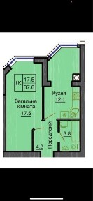 37,5 кв. м. єОселя. Зданий будинок. ЖК « Софія Клубний».
