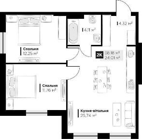 Продаж 2к квартири 65.2 кв. м на вул. Галицька