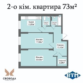 Квартира 70 м² в ЖК “Свобода” - сучасний комфорт від забудовника.