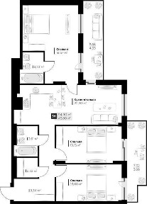 Продаж 3 кім. квартири Perfect Life Винники 90.56 м2