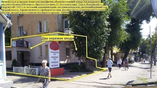 терміново 95 квартал приміщення 73 кв. м. червона лінія, два входи