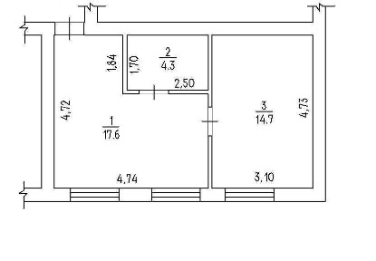 Продаж 2 кімнатної квартири після будівельників, кухня-студіо, спальня