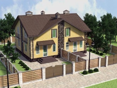 Цегляний газифікований дуплекс з ділянкою 2 сотки