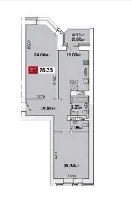 Продам Двокімнатну Квартиру, з Проектом на Трикімнатну