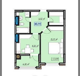 Видова 1 кімнатна квартира