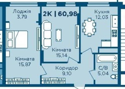 2к. квартира у новому комплексі за акційною ціною!