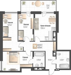 Продаж 3 кім. квартири SOUL PARK вул П. Орлика 92.2 кв. м 5 поверх