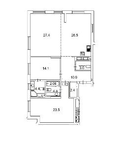 Видова 3-к 126.6 ЖК <a href='/newbuilding/5445/view/zk-kamerton'>Камертон</a> Річкова вул. 4 Шевченківський р-н (центр)