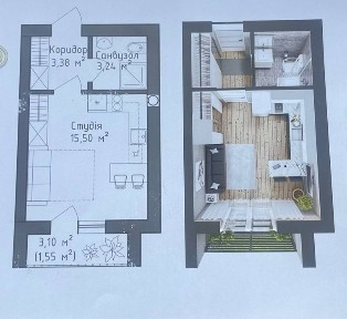 Квартира з частково виконаними ремонтними роботами