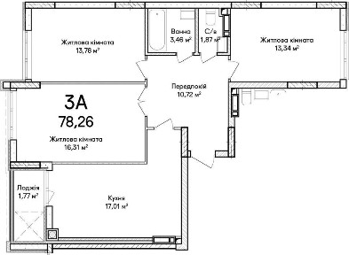 3-кімнатна квартира. Індивідуальне опалення, 78 м², 9 поверх
