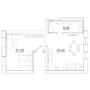 Простора 1-кімн. 63,8 кв. м. в малоповерховій новобудові ЖК Desna Park