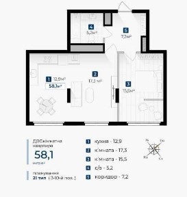 Продається 2 кімнатна квартира. Новий Житловий Комплекс.