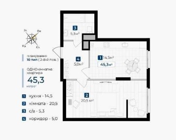 Продається 1 кімнатна квартира. Новий Житловий Комплекс.