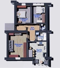 3-кімнатна в новобудові в центрі!