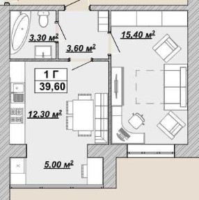 Однокімнатна квартира в ЖК Княгинин