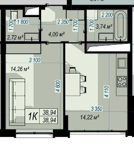 Продається 1-кімнатна квартира у мікрорайоні Пасічна.