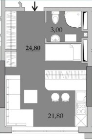 Продажа студии 25 м², Академика <a href='/newbuilding/4870/view/zk-vilamsa'>Вильямса</a> ул.