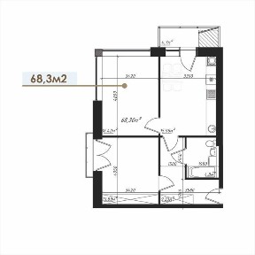 Видова 2К квартира 68.3м² від 