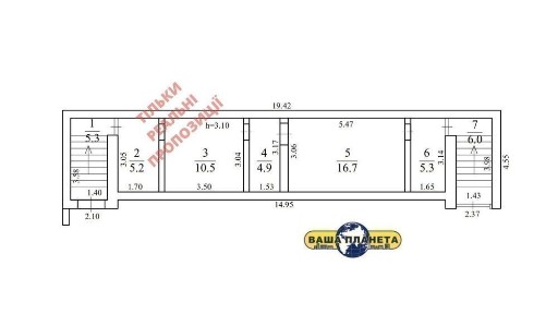 Приміщення 54 м2 р/н Островського, 2-входи, світло, вода