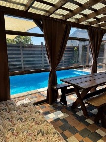 Аренда дома, бассейн с подогревом, закрытая беседка, баня на дровах