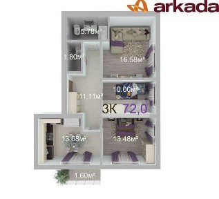 Трикімнатна квартира в ЖК Краківський