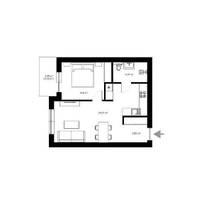 1-кімнатна квартира | NEW LAND BY GAZDA | Ужгород, NL 1.26