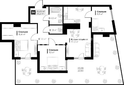 Продаж трикімнатної квартири в ЖК бізнес-класу FEEL HOUSE