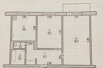 Продаж 2кім на 3поверсі на Крошенській