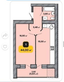 Студентський. Інститутська. 1 кім 47 кв. м.