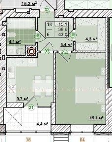 Є-відновлення! ЖК ЯDRO нова секція! 1к квартира 40,9кв. Тепла підлога!