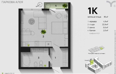 Квартира 1 кімнатна/ПРОДАЖ