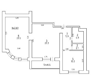 Простора 2-кімнатна квартира 85 м² на Харківській 3/2