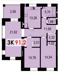 3к квартира 91,2м. кв. в ГОТОВОМУ БУДИНКУ