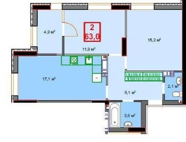 Продам простору 2к квартиру 63м2 з видом на ліс. Розтермінування без%