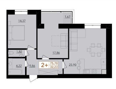 Квартира з кухнею 25 м. кв. ! Від забудовника Гармонія. Львівське шосе