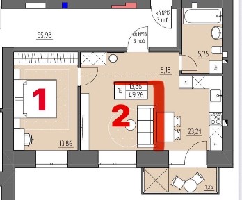 1-кімнатна в Рівному з можливістю перепланувати в 2-кімнатну