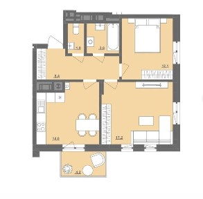 Продаж (єОселя) 2-кімнатної квартири 58,6 кв. м. Сокаль (центр)