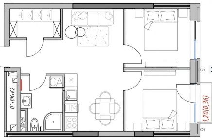 Евродвушка с ремонтом Пространство на Дачной, 12 13 Фонтана