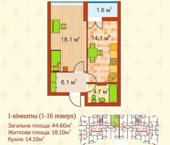 Терміновий продаж 1-к 44м2 Ірпінь