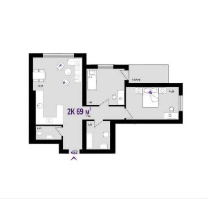 Продаю 2 кім. квартиру 69 м2 з кухнею-студією 22 м2, поруч ТЦ Метро