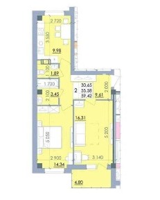 ЖК Пелюстковий 2х кімнатна квартира, поверх 6/9, не кутова!