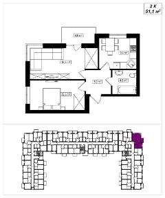 Продаж. 2-кімнатна квартира 51 м² Білогородка, <a href='/newbuilding/7521/view/zk-amsterdam'>Амстердам</a> Клубний