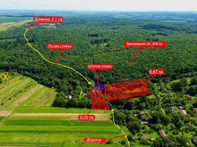 Будинок з озером та ділянкою 72 сот. з примиканням до лісу