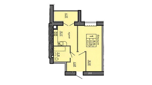До Вашої уваги, продаж 1-кімнатної квартири в новобудові, район Бам.
