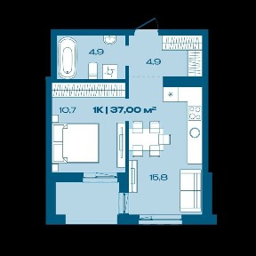 Продається 1 кімнатна квартира у новому житловому комплексі.