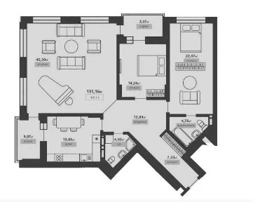 БЕЗ% Продаж 3к квартири 131 м2 КБ La Manche