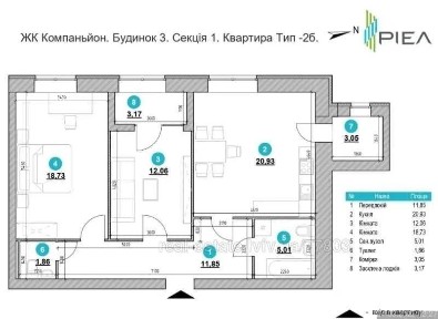 Продаж 2 кімн квартири 77м² ЗДАЧА 1КВ26Р пов 2/8 ЖК Компаньйон 74999$