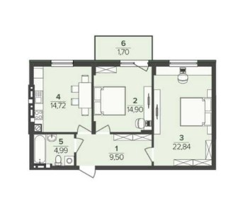 Продаж 2кім, 68.65м², ЖК Південний Deluxe, розтемінування, єОселя