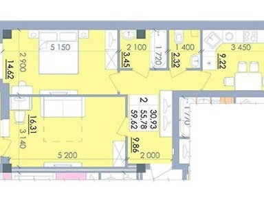 Продаж 2к квартири 59.62 кв. м на вул. Башкірцевої Марії 20 • ID 33749016