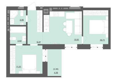 Продаж (Єоселя) 1-кімнатної квартири 53 м2 Пустомити (9км. від Львова)